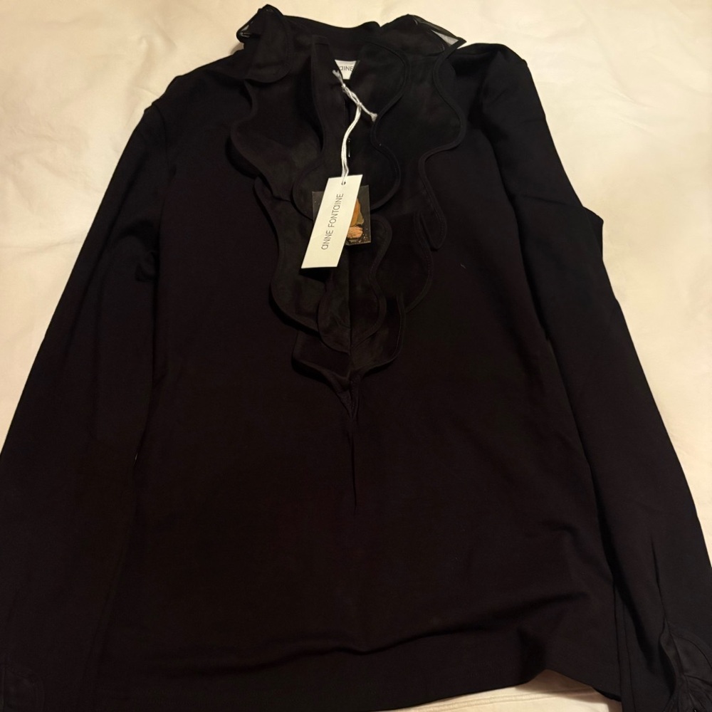 Anne Fontaine Elegant Black Ruffled Women's Top